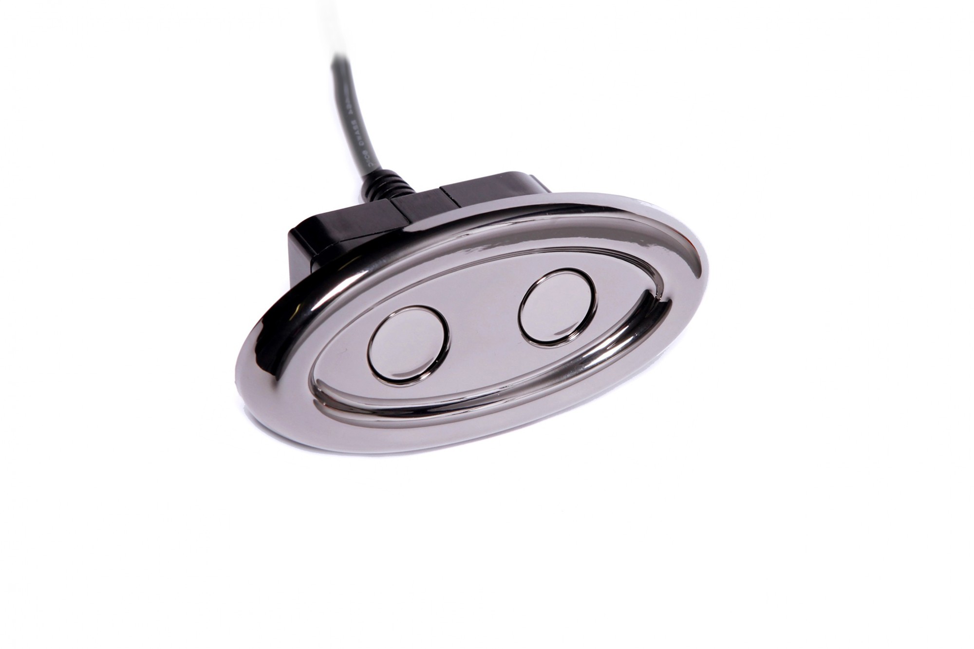 2-Button Oval Power Recline Switch in Black Chrome Finish