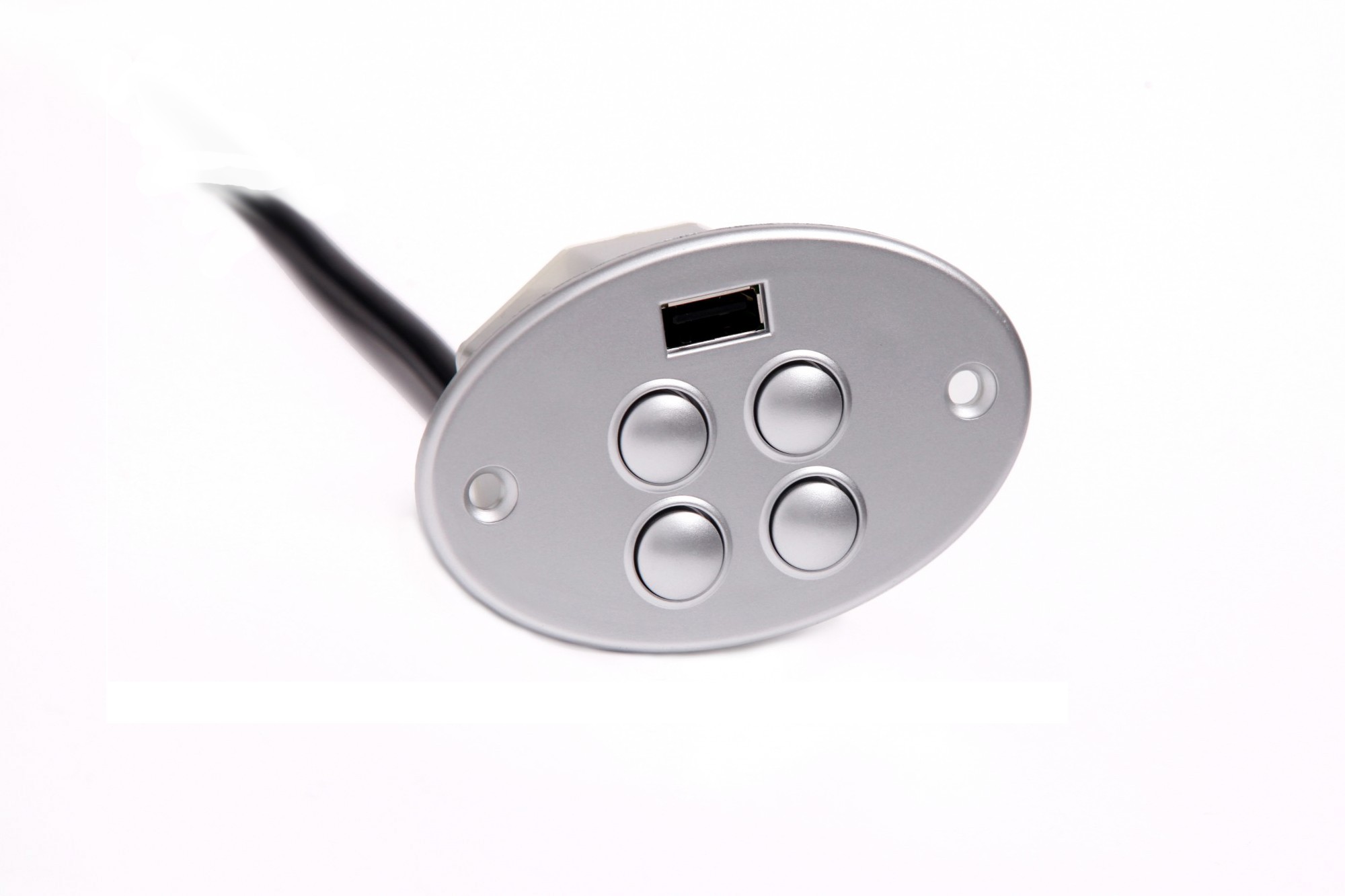 4-Button Power Recline & Headrest switch in Silver with USB Charger