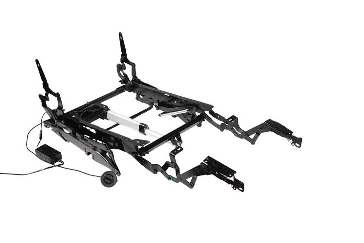 Motorized "Low Leg - Zero Wall" recliner mechanism