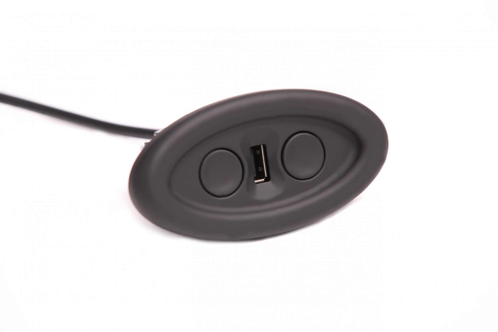 2-Button Oval Switch for Power Recline w/ USB Charger in Black Rubber Finish