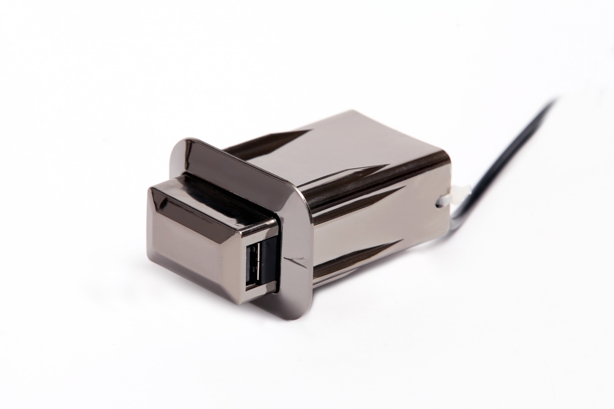 Pop-Up Rectangular Dual Port USB Charger in Black Chrome