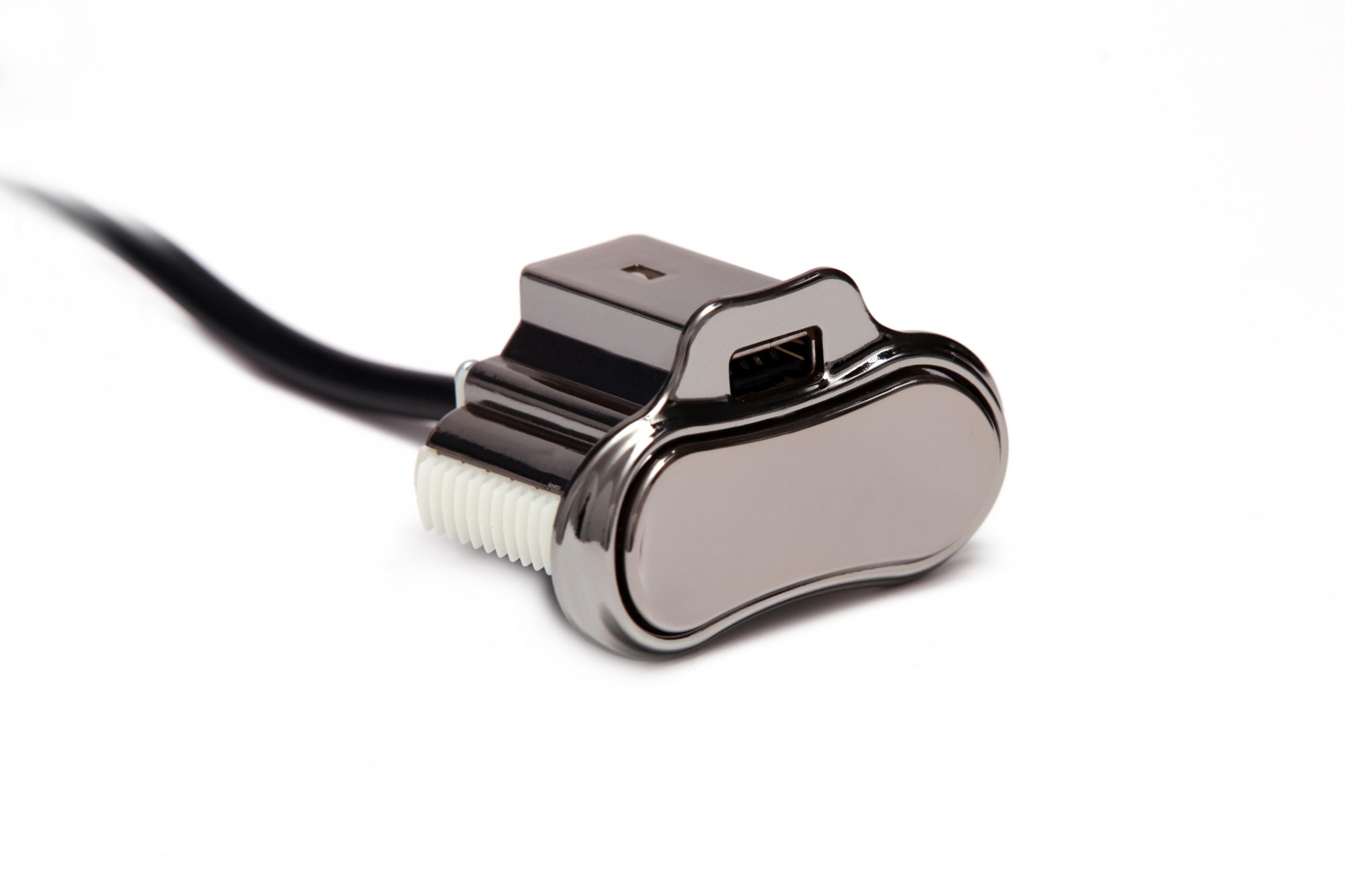 Power Recline Toggle Switch w/ Single USB Charger in Black Chrome