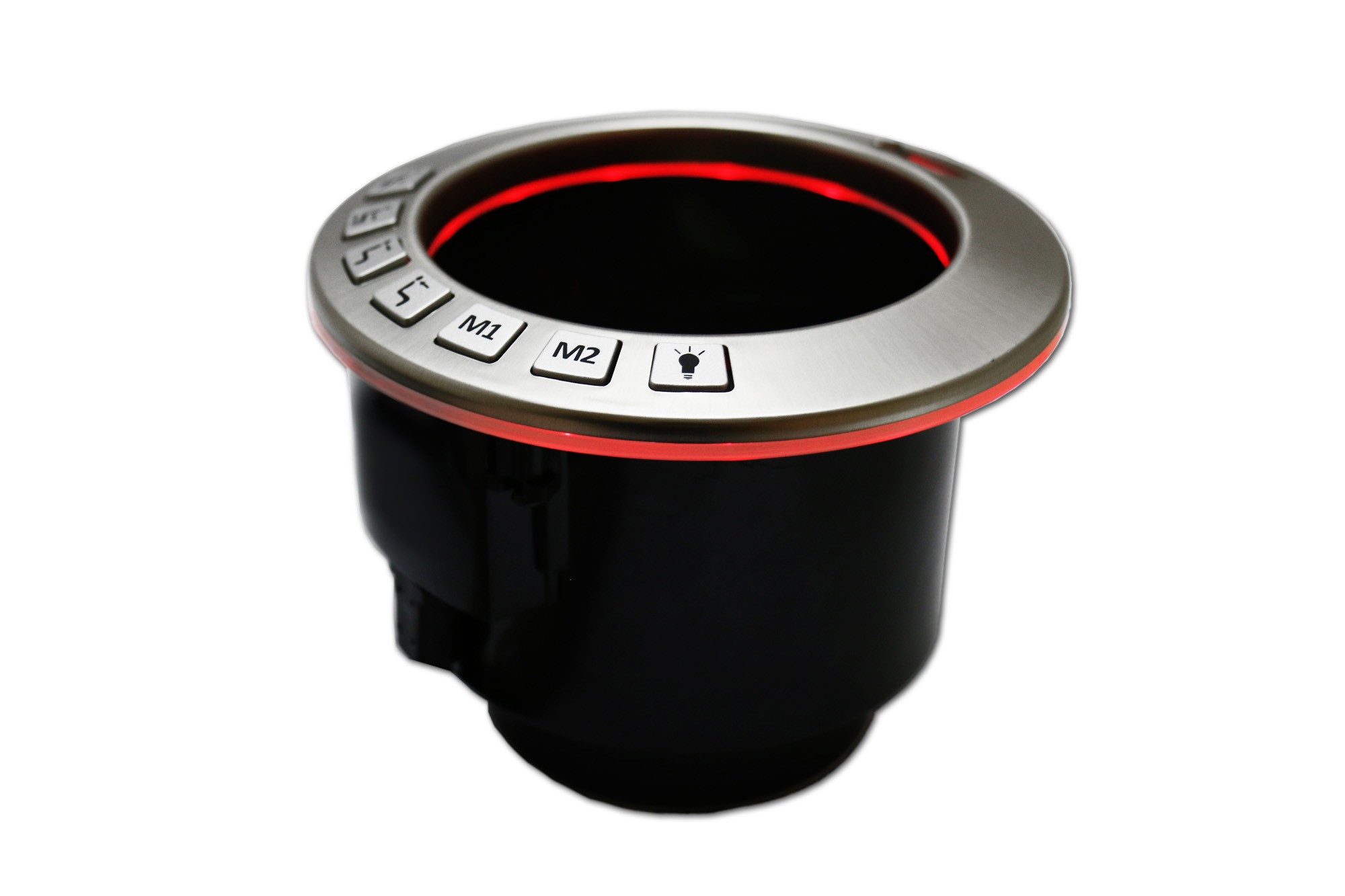 Cupholder w/ Push Button Footrest, Headrest & Multi-Color Light Controls w/ USB & Memory in Brushed Aluminum