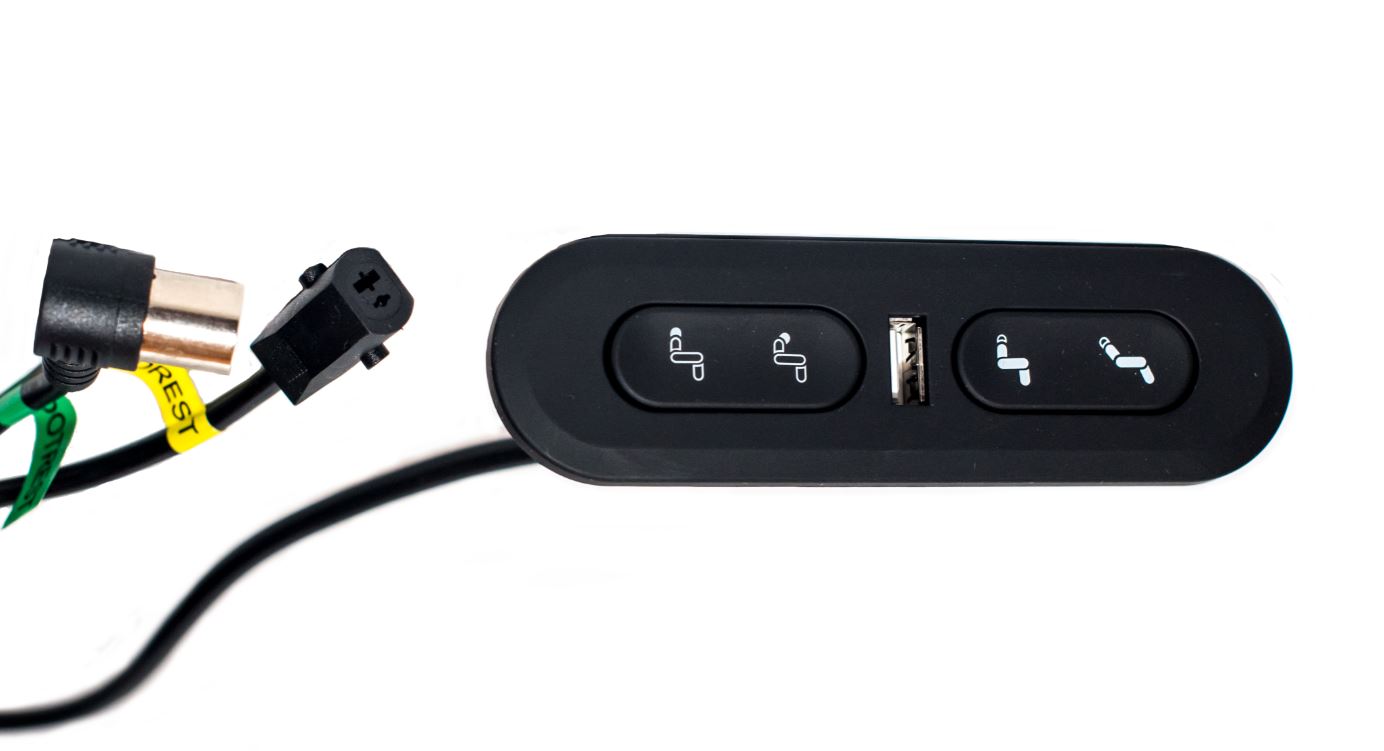 4-BUTTON SWITCH FOR POWER RECLINE W/ USB CHARGER IN BLACK RUBBER FINISH