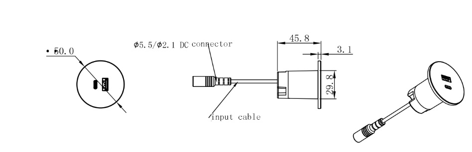 USB and USB type C charging port